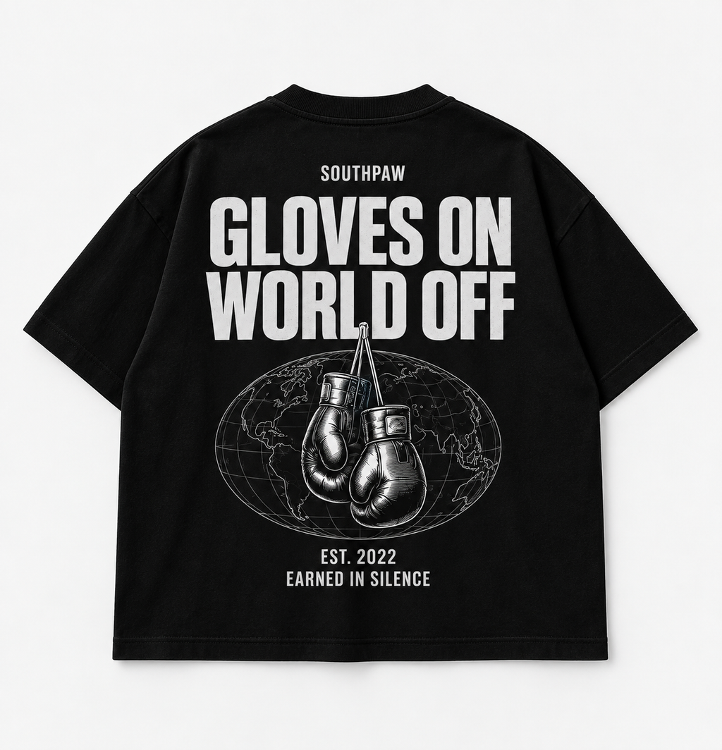 GLOVES ON. WORLD OFF. TEE