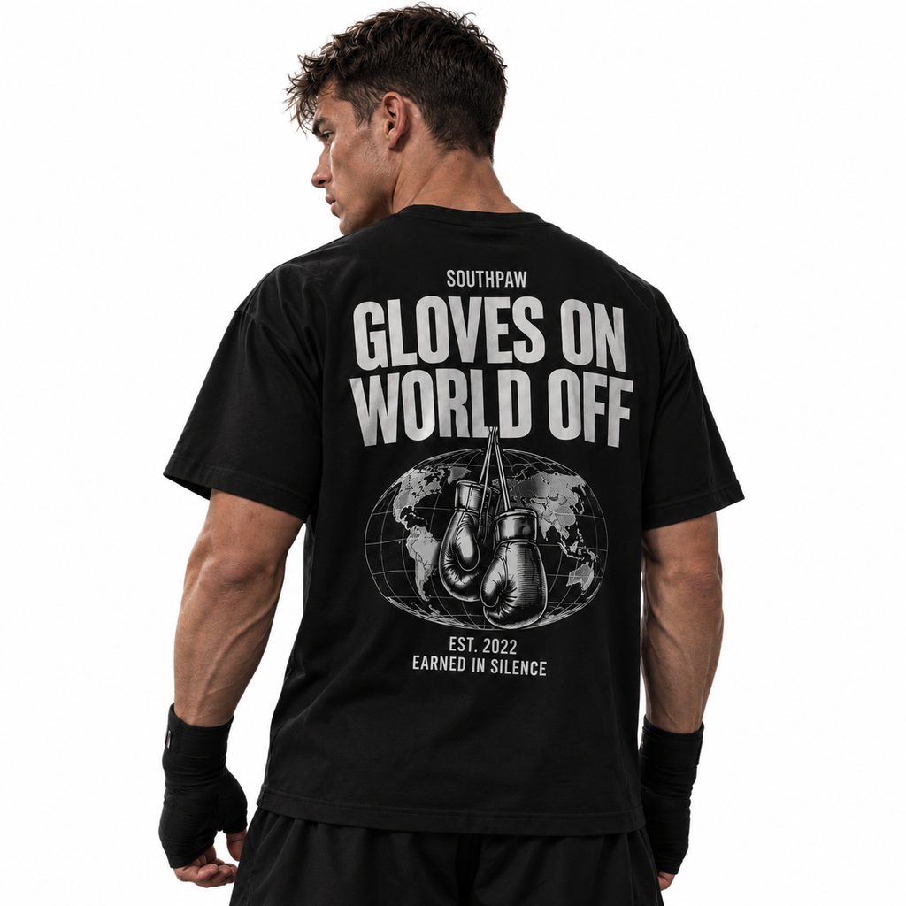 GLOVES ON. WORLD OFF. TEE