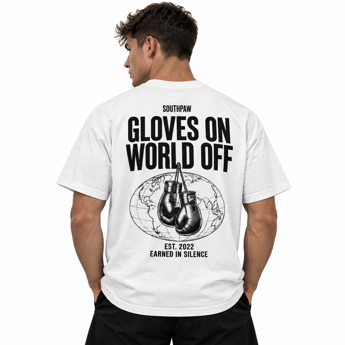 GLOVES ON. WORLD OFF. TEE